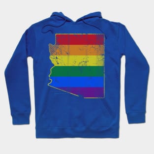 Vintage Arizona Map LGBTQ Gay Pride Flag Hoodie